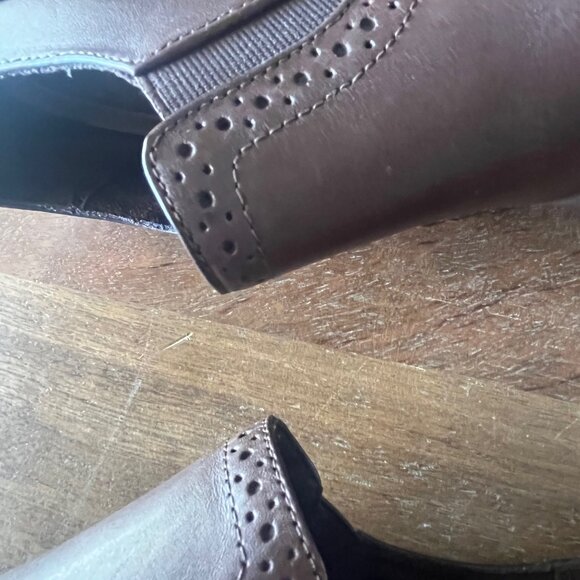 Thom McAn Brown Leather Slip-on Booties Chunky Heels Women's Size 10 W - Picture 11 of 11